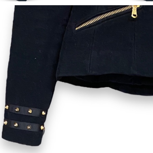 ZARA Trafaluc Spiked Cotton Velvet Asymmetrical Zip Front Utility Jacket Sz S - Picture 9 of 15